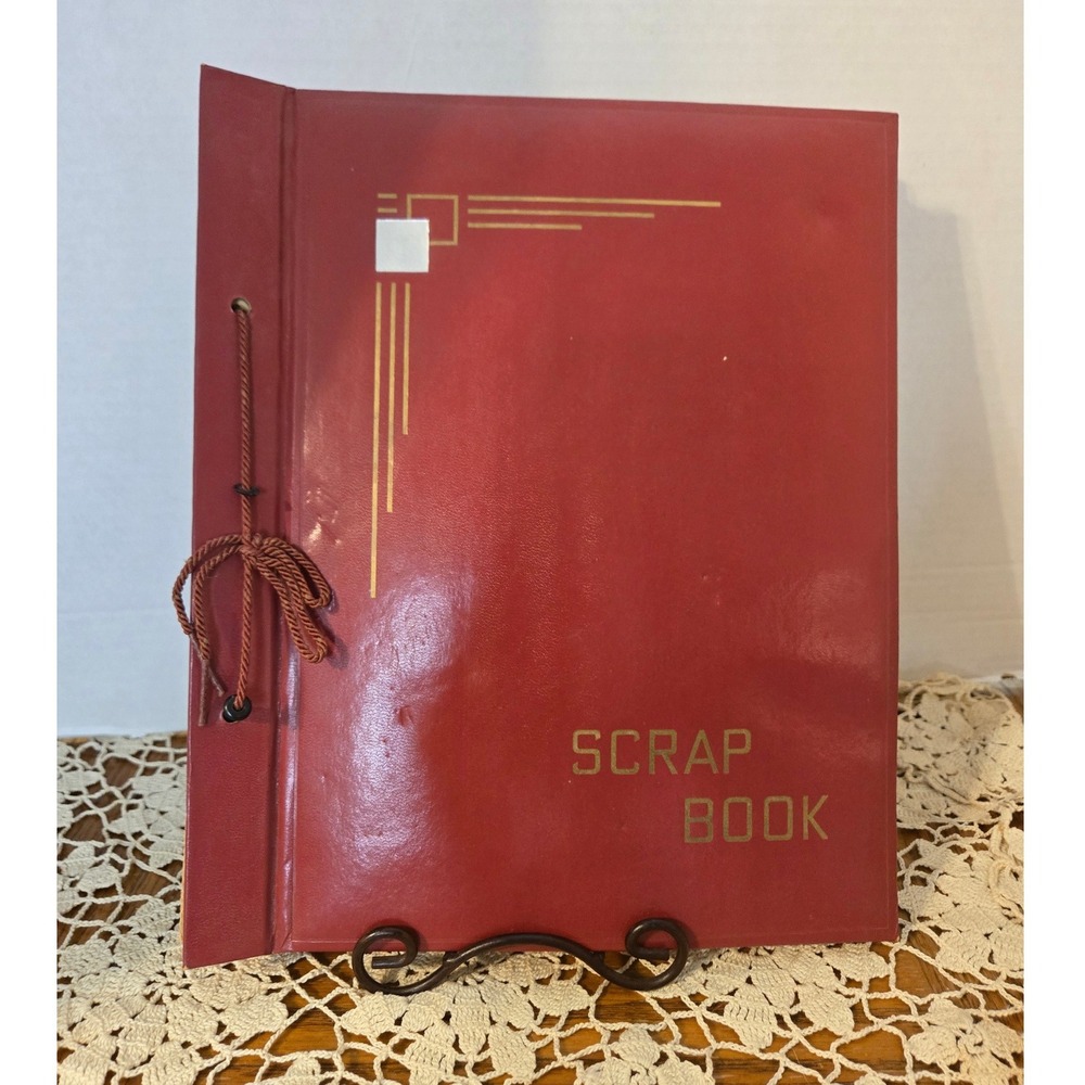 Unbranded Scrapbook Red Vintage Art Deco Gold Foil Cord Bound Blank Pages